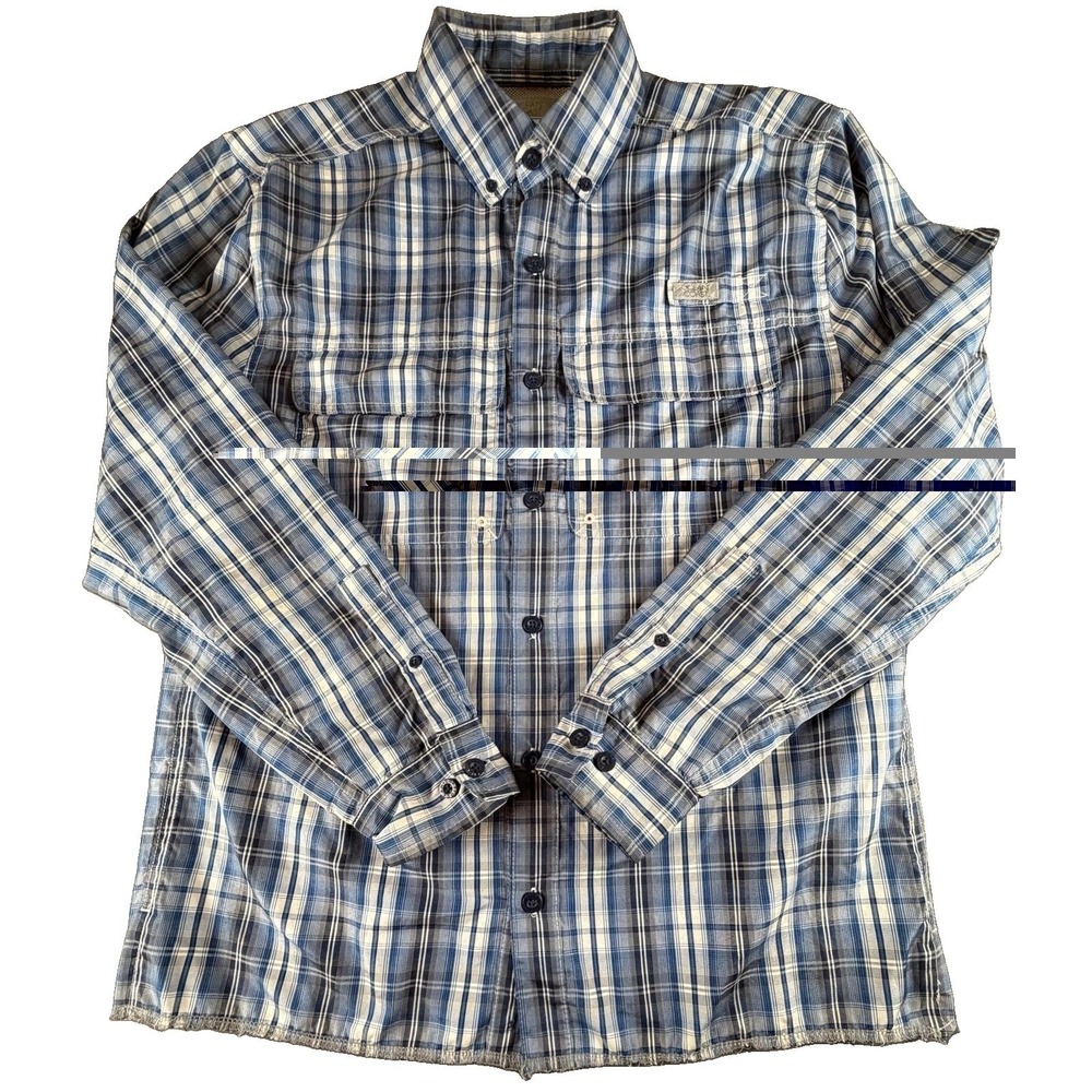 Ocean + Coast Shirt Mens Small Blue Plaid Long Sleeve Button Up Fishing Outdoor
